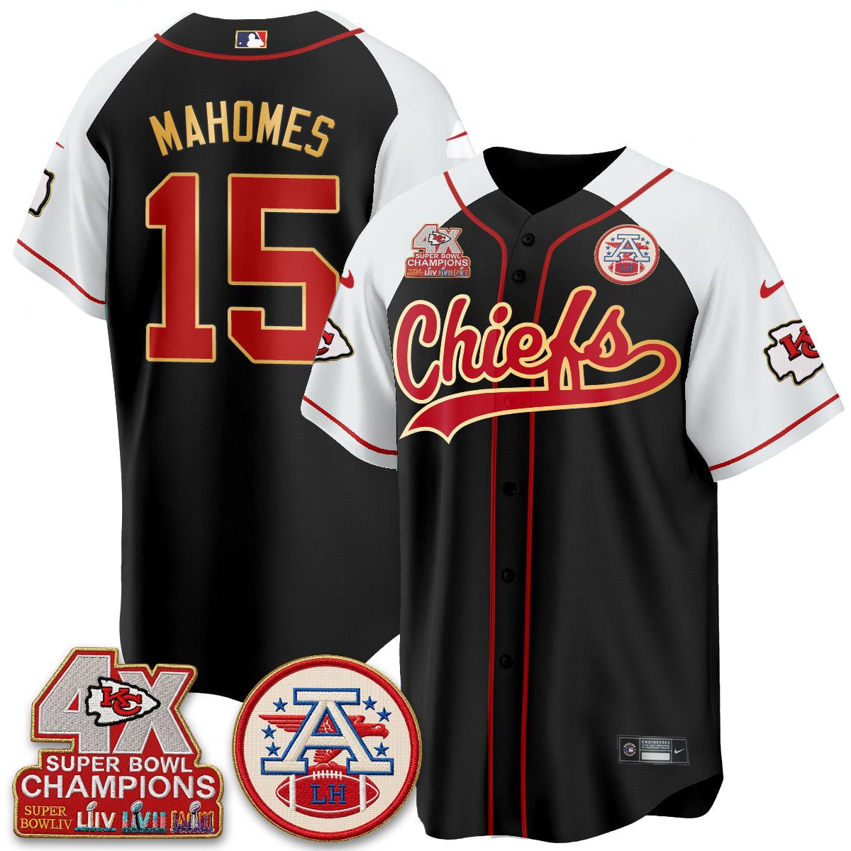 KC 4X Champs Gold Trim Edition Vapor Baseball Jersey - Stitched