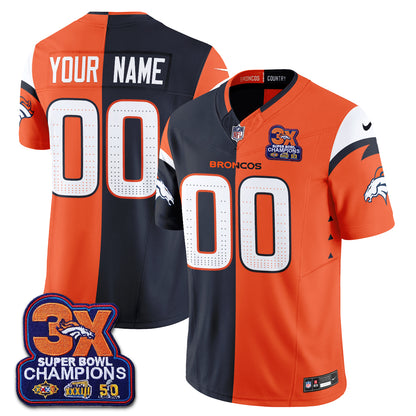 Denver Broncos Split Edition Vapor Custom Jersey - Stitched