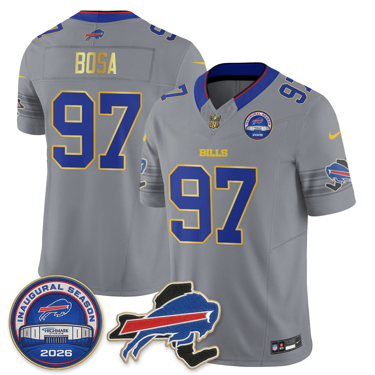 Buffalo Bills 2026 Gold Trim Edition Vapor Jersey - Stitched