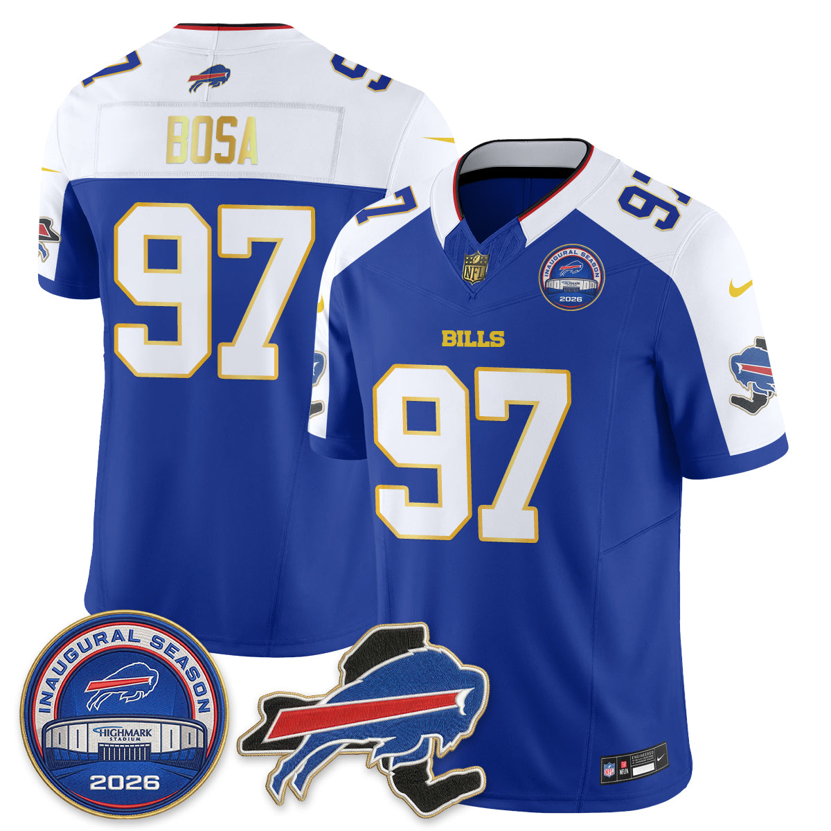 Buffalo Bills 2026 Gold Trim Edition Vapor Jersey - Stitched