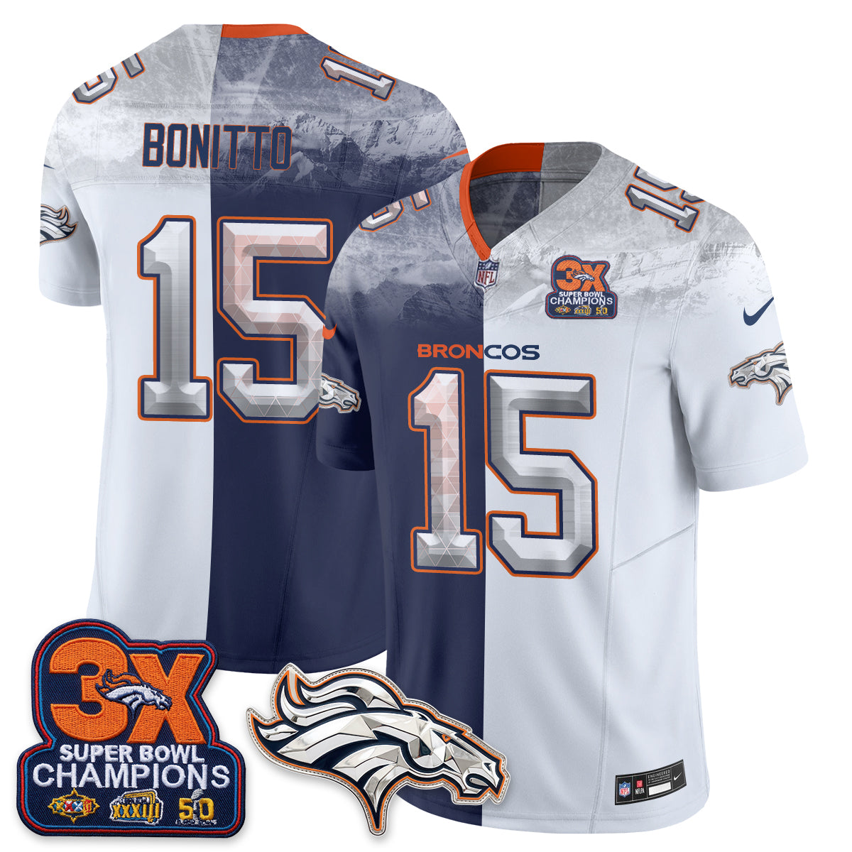 Denver Broncos Mile High Split Edition Vapor Jersey - Stitched