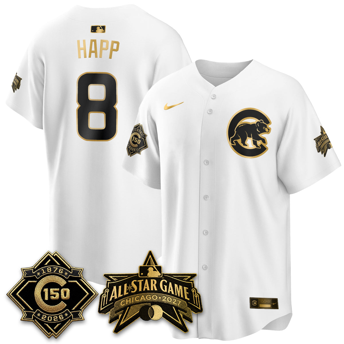 Chicago Cubs 2027 All Star Game Gold Edition Vapor Jersey - Stitched