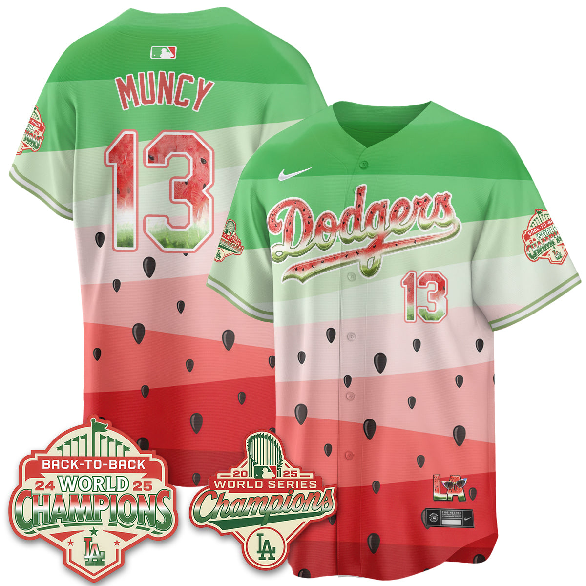 Los Angeles Dodgers National Watermelon Day Vapor Jersey - Stitched