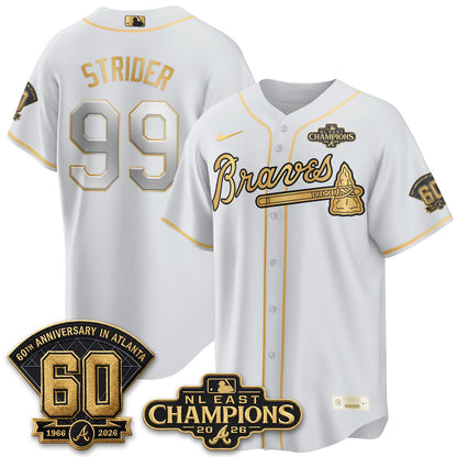 Atlanta Braves 2026 NL East Champs Gold Edition Vapor Jersey - Stitched