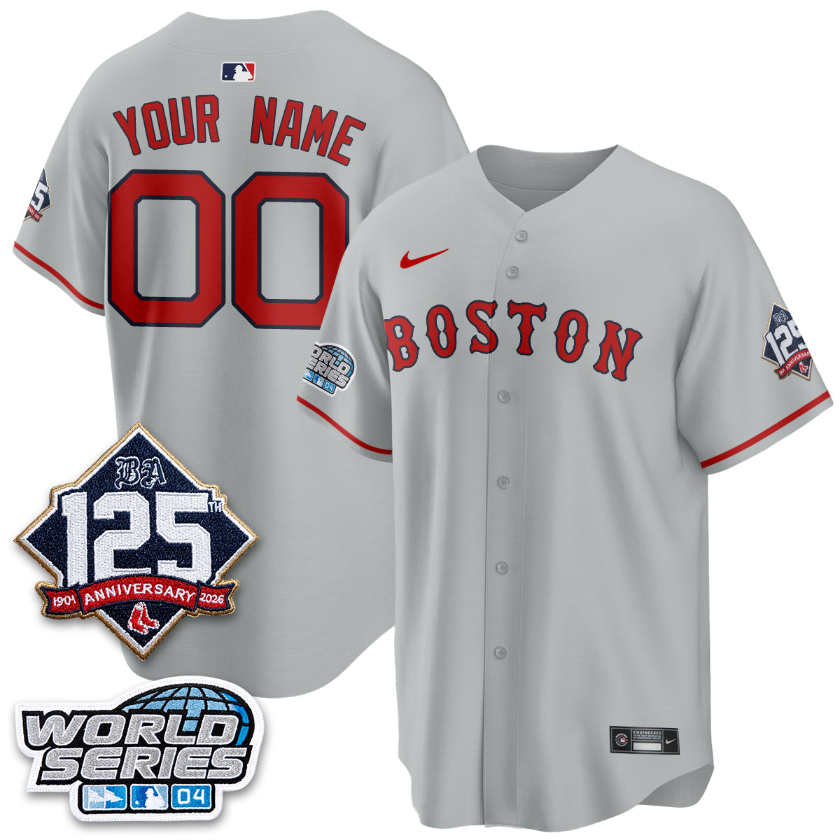 Boston Red Sox Throwback 2004 Vapor Custom Jersey - Stitched