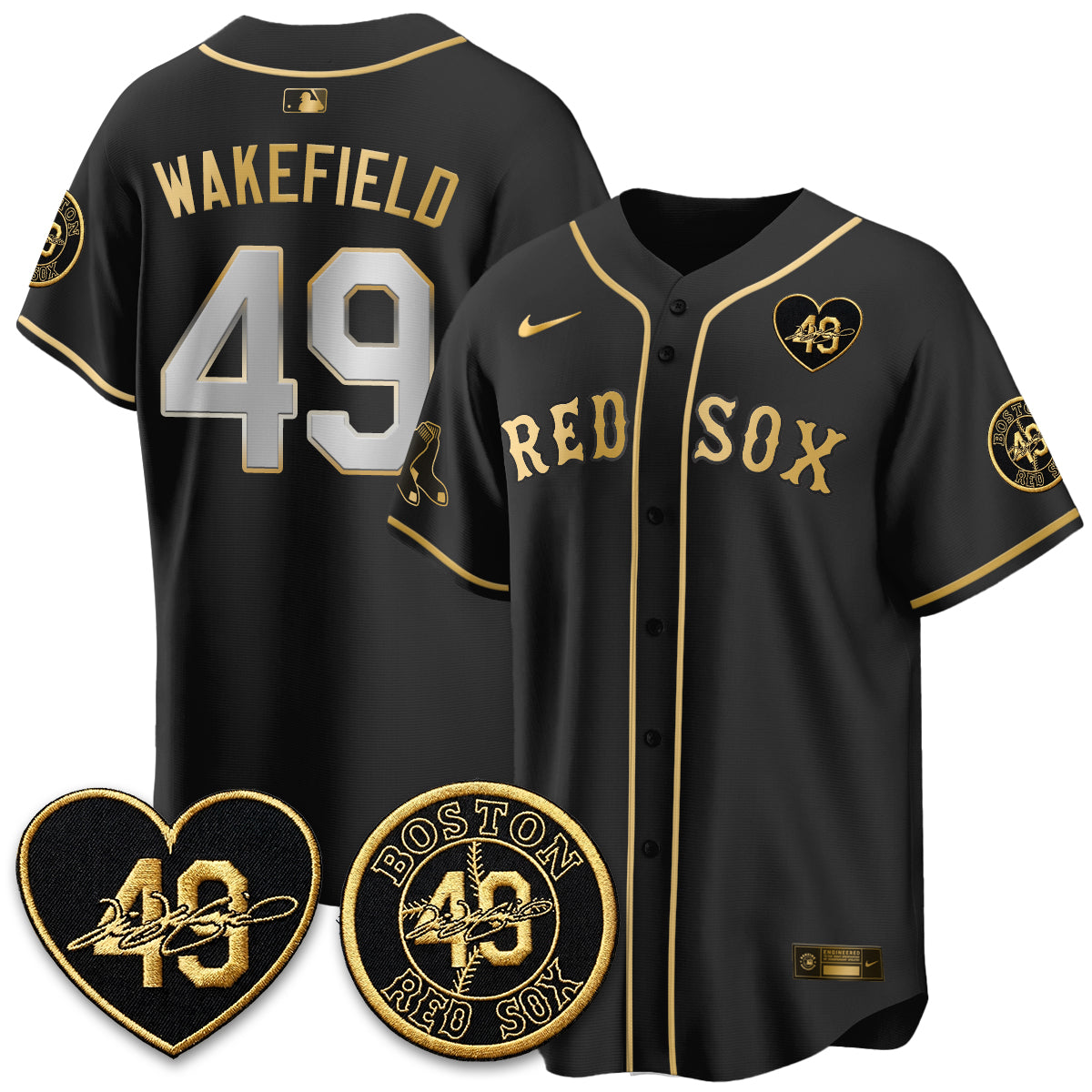 BOS Tim Wakefield Memorial Patch Vaper Premier Limited Red Jersey - All Stitched