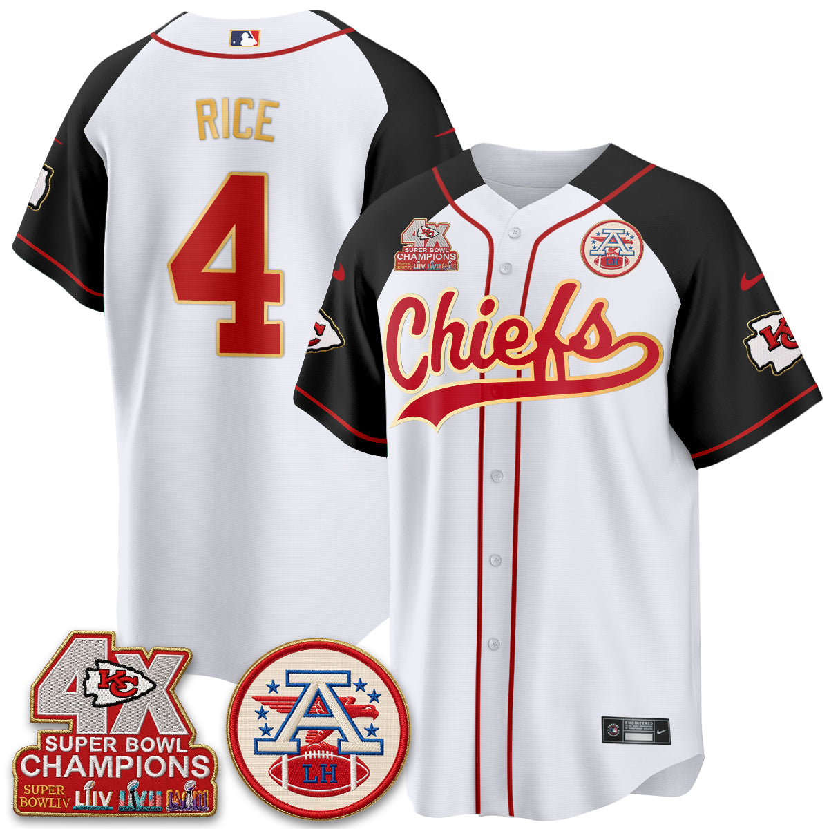 KC 4X Champs Gold Trim Edition Vapor Baseball Jersey - Stitched