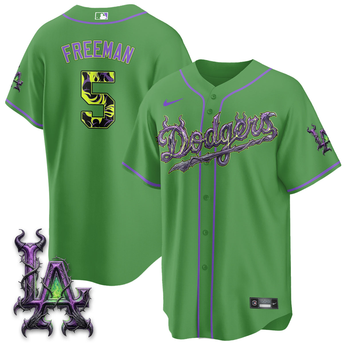 Los Angeles Dodgers Villains Halloween - Horned Queen Vapor Jersey- Stitched