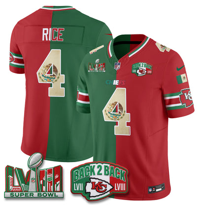 Kansas City Chiefs Mexico Split Edition Vapor Jersey - Stitched