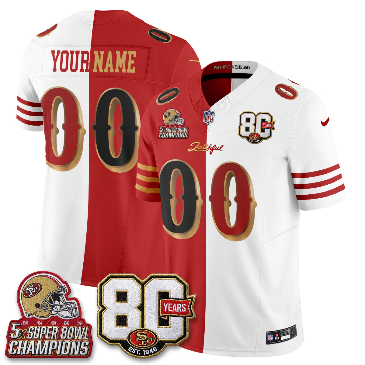 SF Rivalries Split Edition Vapor Custom Jersey - Stitched
