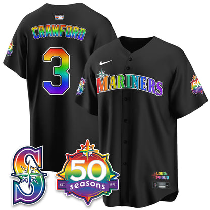Seattle Mariners Happy Pride Month Vapor Jersey - Stitched