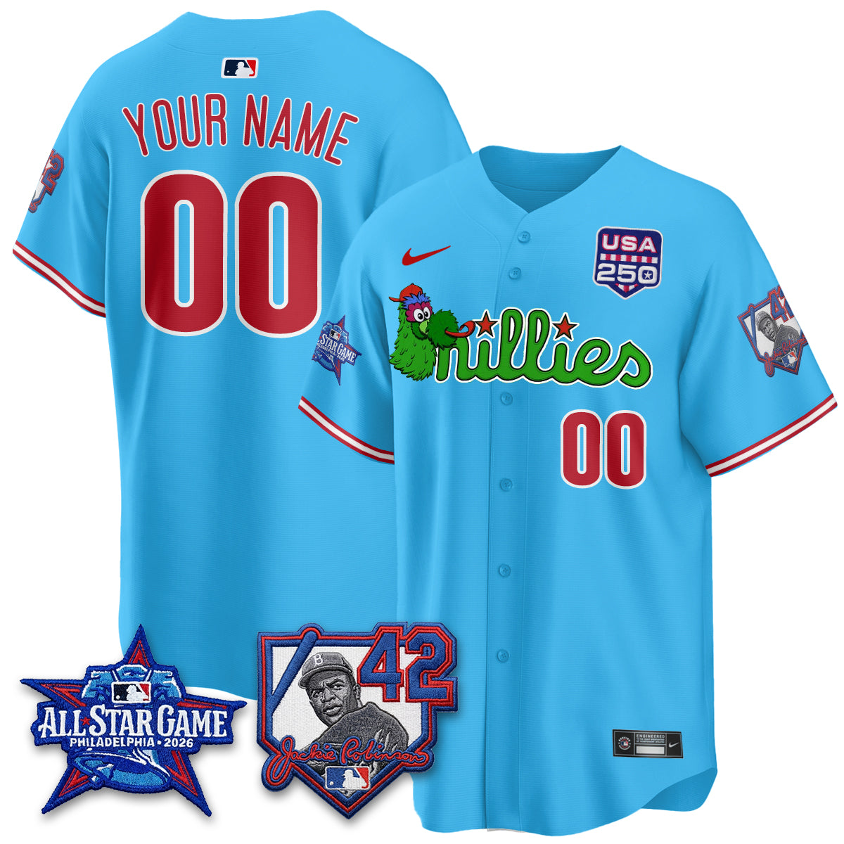 PHI Phanatic 2026 New Era & 250th USA Vapor Limited Custom Jersey - All Star Game - All Stitched