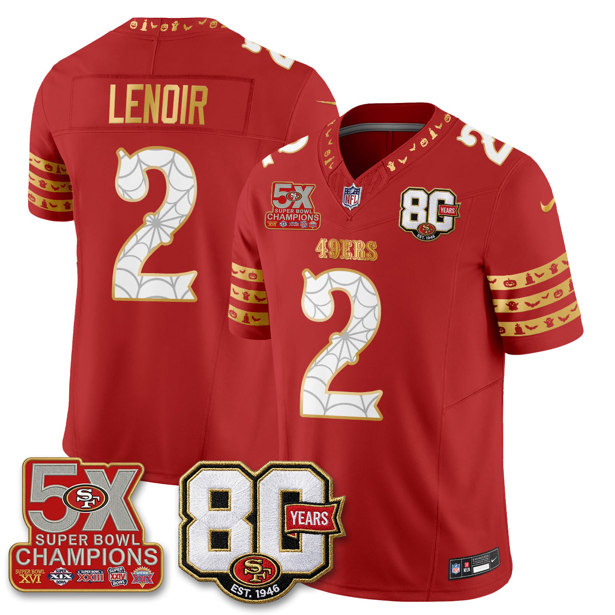 San Francisco 49ers Spooky Edition Vapor Jersey - Stitched