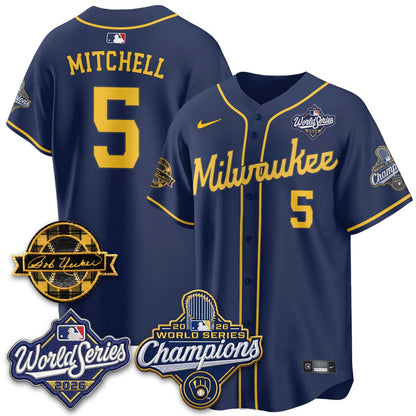 MIL 2026 WS Champions - Bob Uecker Patch Cream Jersey - Stitched (#24)