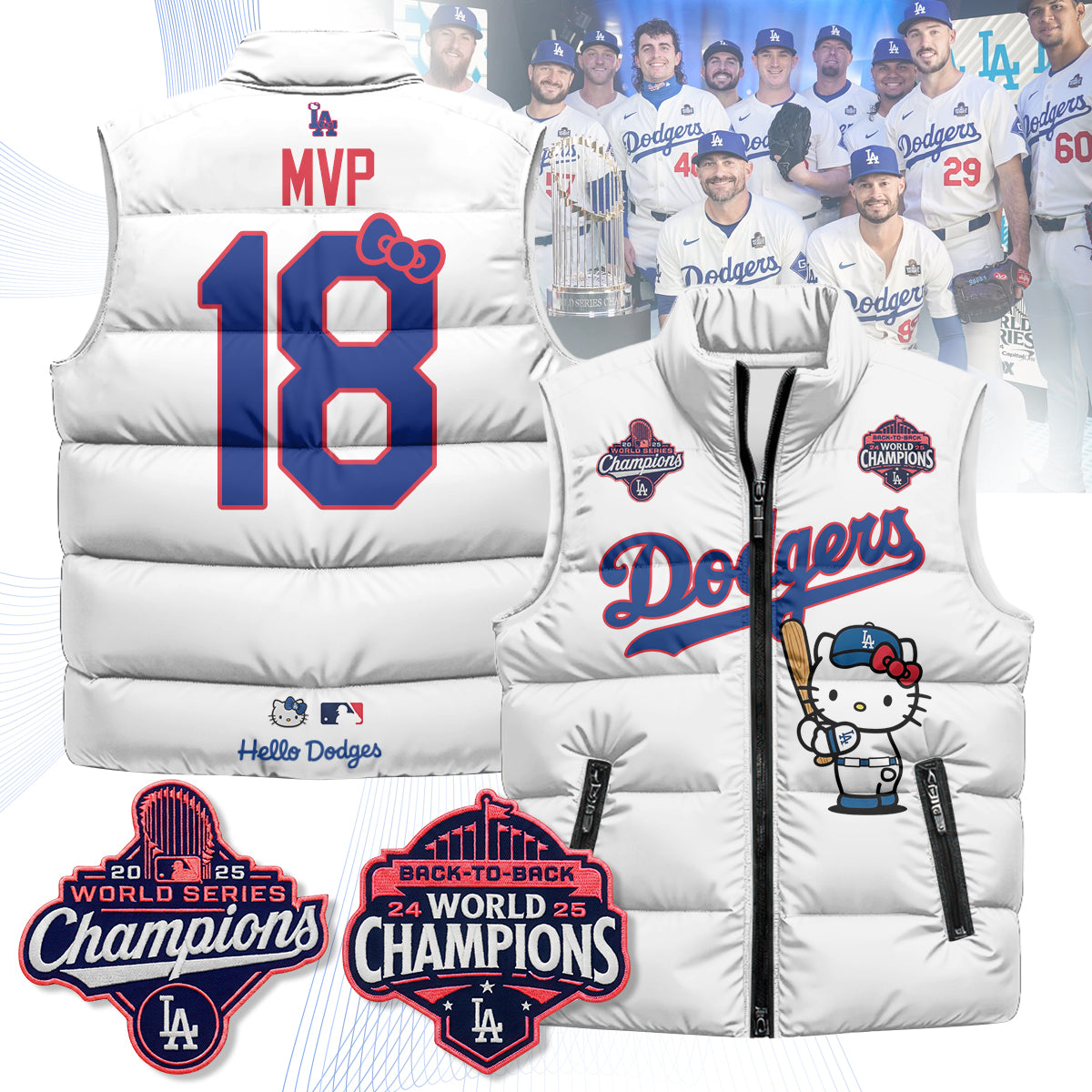Los Angeles Dodgers Meow KT Edition Unisex Puffer Vest - Printed