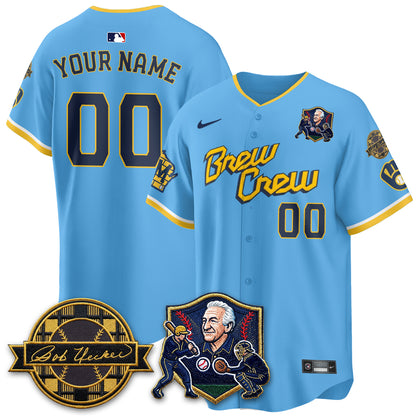 MIL Bob Uecker - 54 Seasons for Brewers' Vapor Custom Limited Gold Jersey - All Stitched