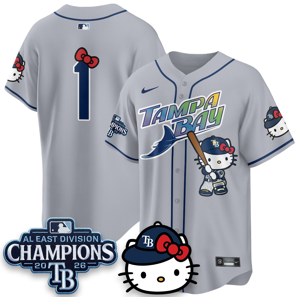 Tampa Bay Rays x Meow KT 2026 AL East Champs Vapor Jersey - Stitched