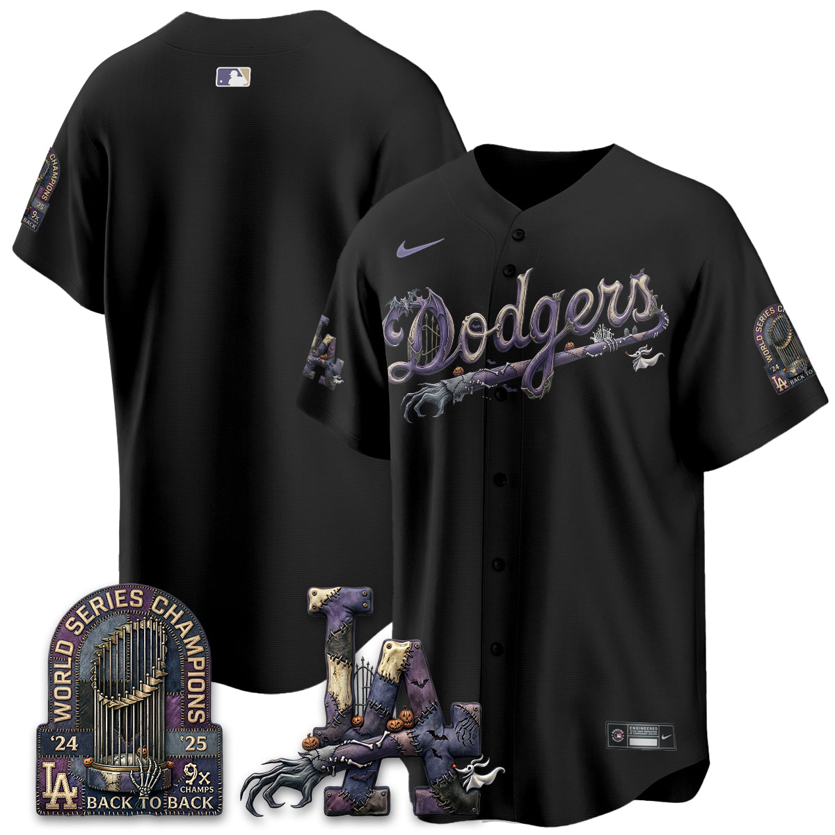 Los Angeles Dodgers Nightmare Edition Vapor Jersey - Printed