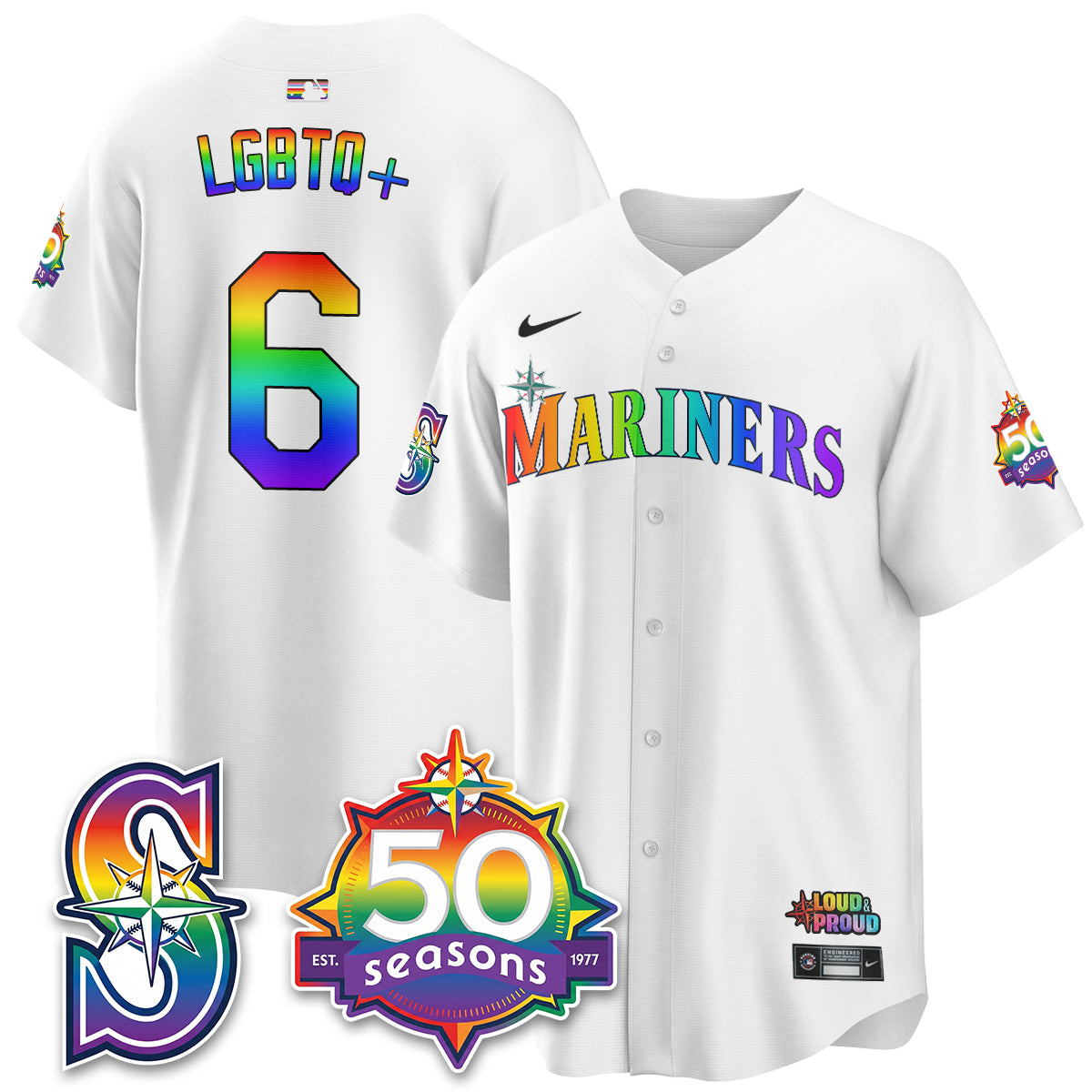 Seattle Mariners Happy Pride Month Vapor Jersey - Stitched