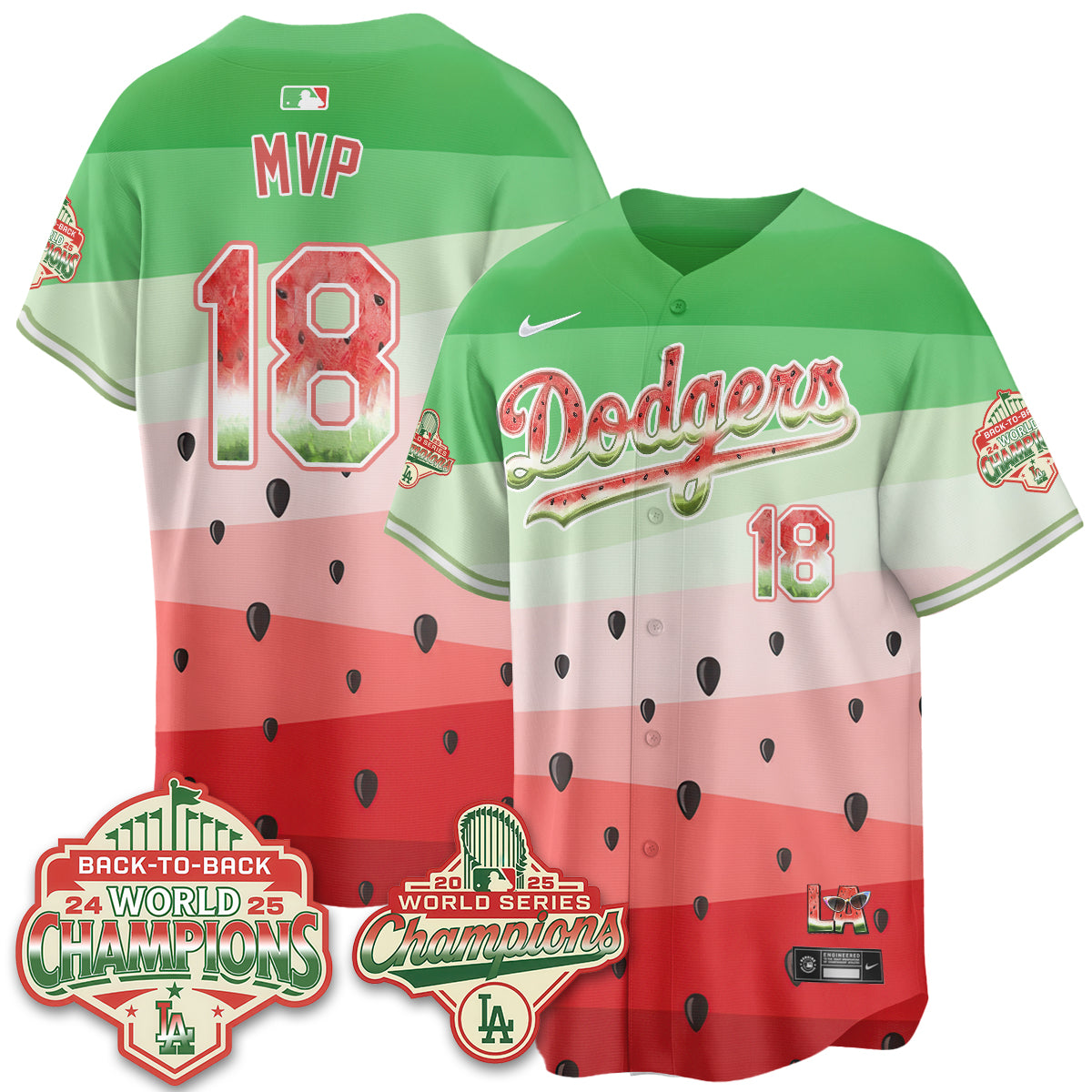 Los Angeles Dodgers National Watermelon Day Vapor Jersey - Stitched