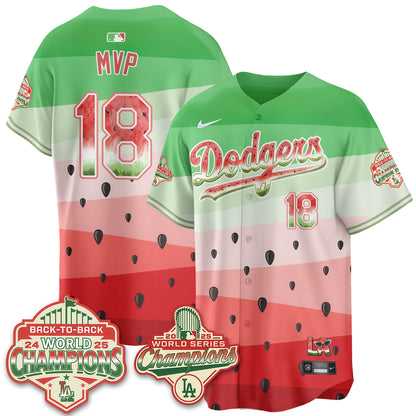 Los Angeles Dodgers National Watermelon Day Vapor Jersey - Stitched