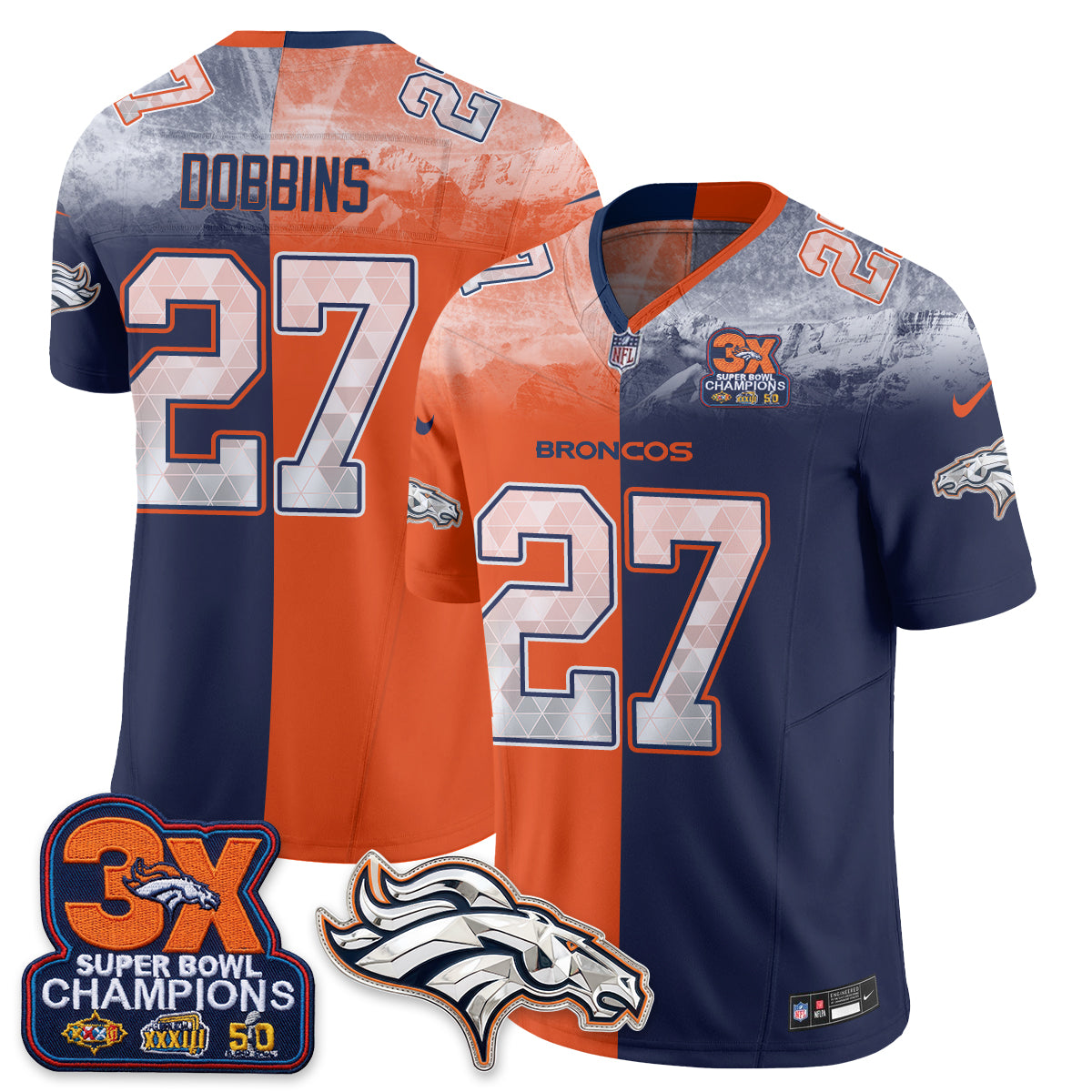 Denver Broncos Mile High Split Edition Vapor Jersey - Stitched