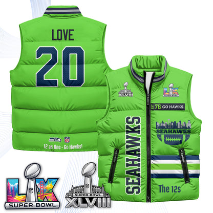 Seattle Seahawks "Go Hawks" Edition Puffer Vest - Printed