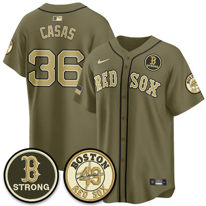 BOS New Era Olive 2026 Armed Forces Day Jersey - All Stitched