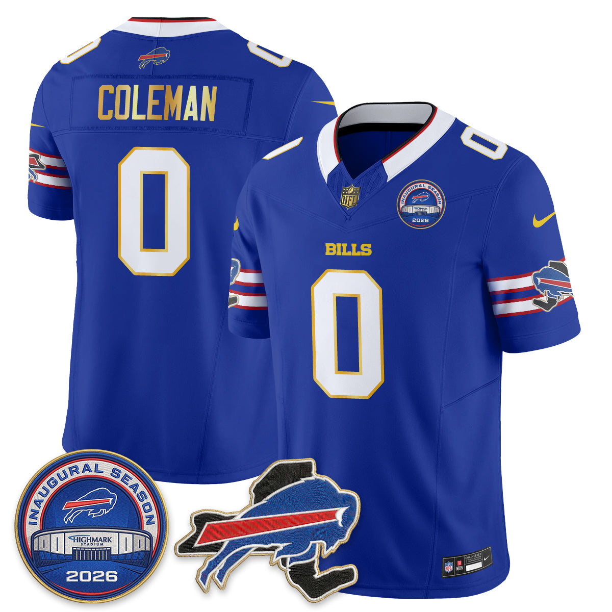 Buffalo Bills 2026 Gold Trim Edition Vapor Jersey - Stitched