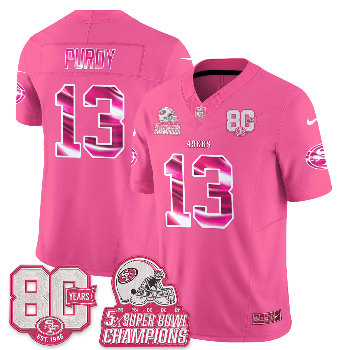 San Francisco 49ers Pink Edition Vapor Jersey - Stitched