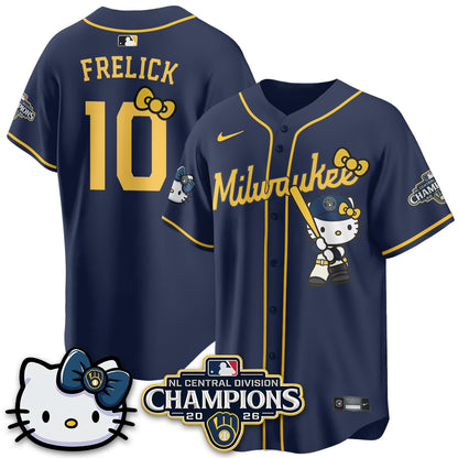 Milwaukee Brewers NL Central Champs x Meow KT Vapor Jersey - Stitched