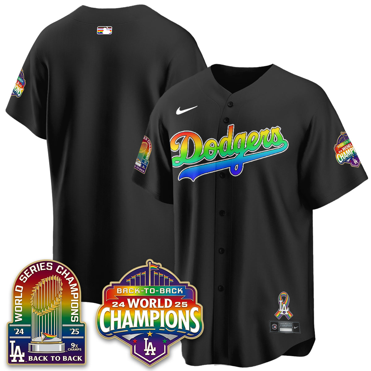Los Angeles Dodgers Happy Pride Month Vapor Jersey - Stitched
