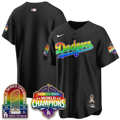 Los Angeles Dodgers Happy Pride Month Vapor Jersey - Stitched