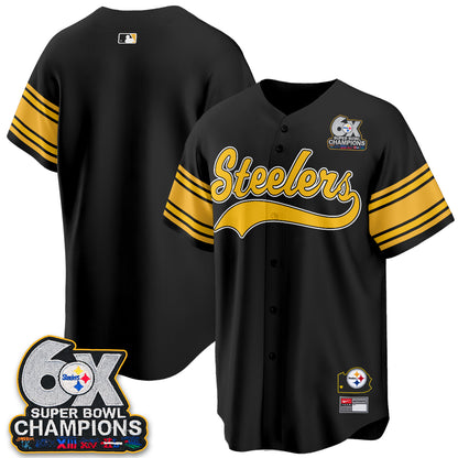 Pittsburgh Steelers 6X Champs Throwback Baseball Vapor Jersey - Stitched