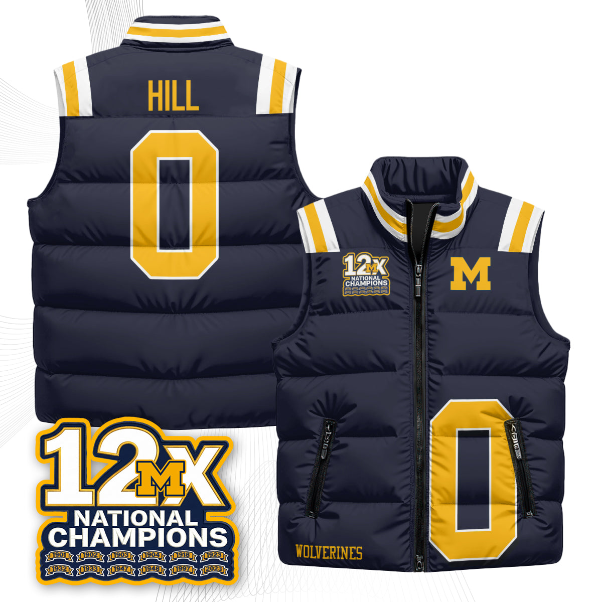 MICH 12X Champs Puffer Vest - Printed
