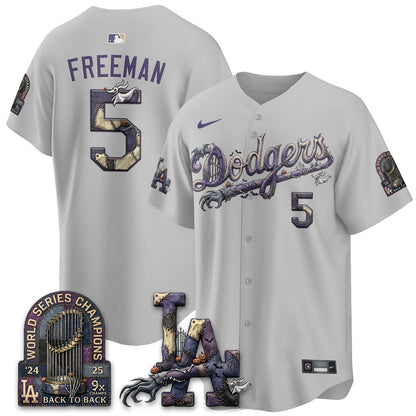 Los Angeles Dodgers Nightmare Edition Vapor Jersey - Printed