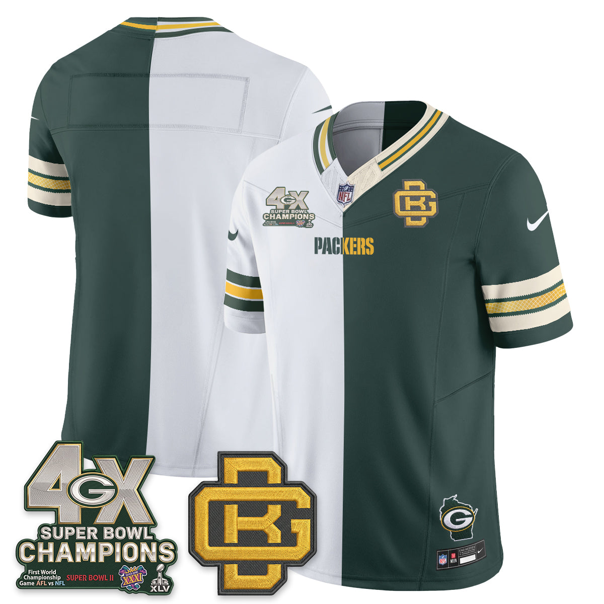 Green Bay Packers Rivalries Split Edition Vapor Jersey - Stitched