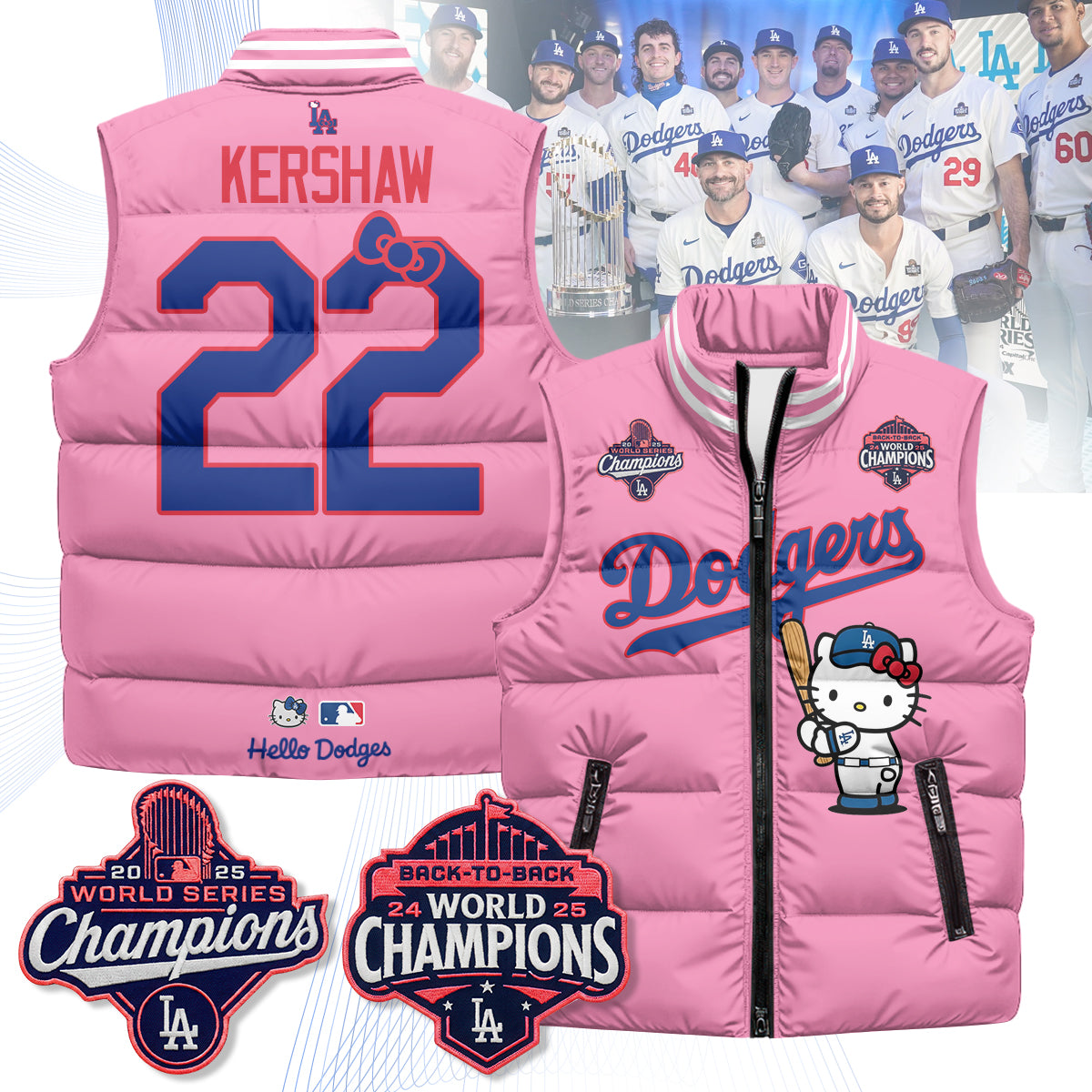 Los Angeles Dodgers Meow KT Edition Unisex Puffer Vest - Printed