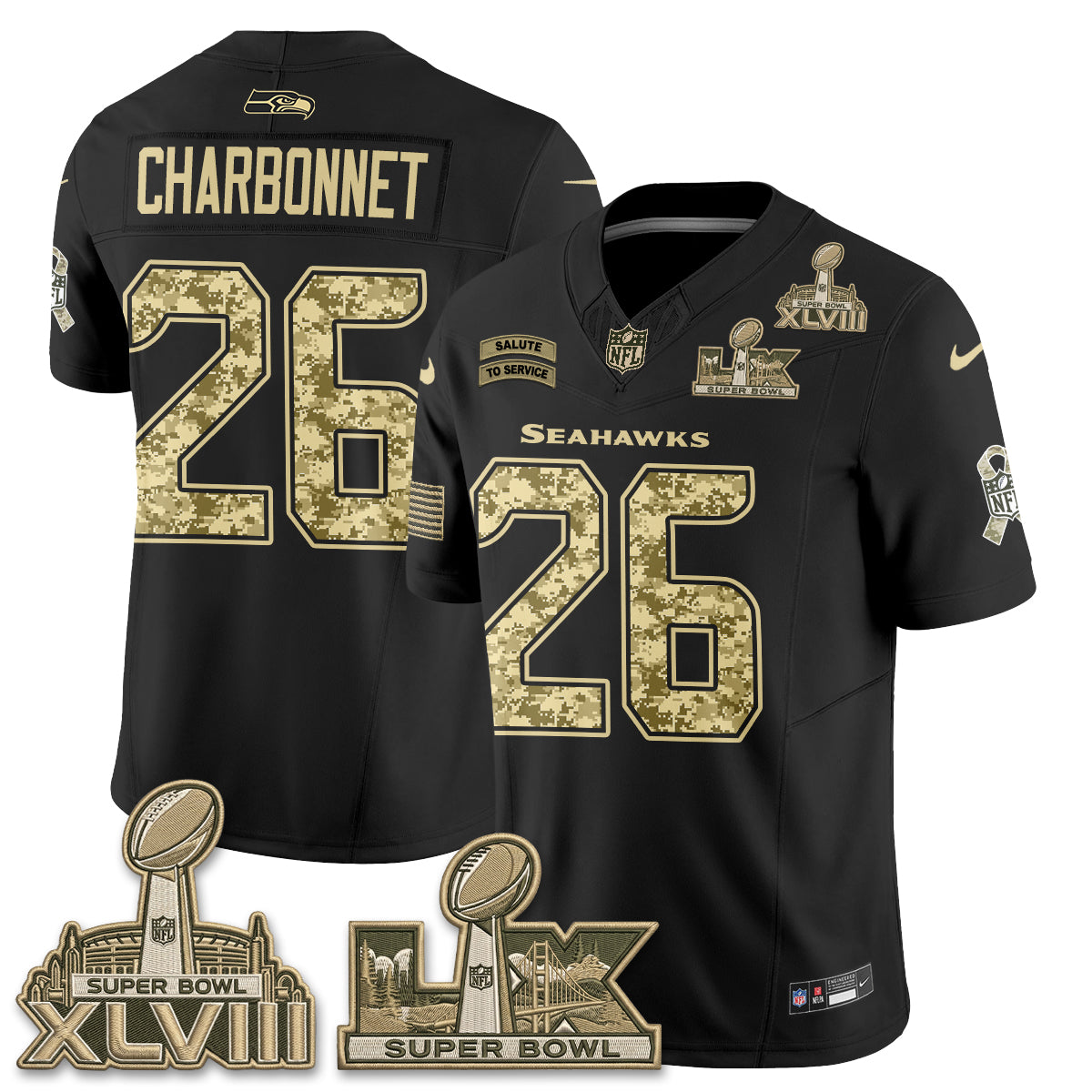 Seattle Seahawks 2026 Salute to Service V2 Vapor Jersey - Stitched