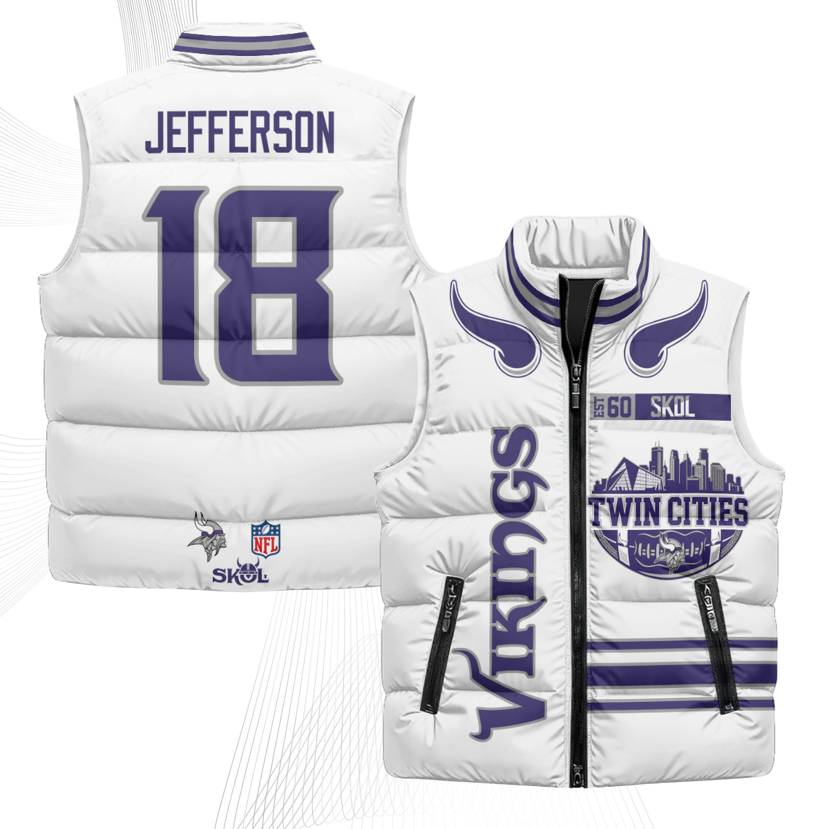 Minnesota Vikings Twin City Puffer Vest - Printed