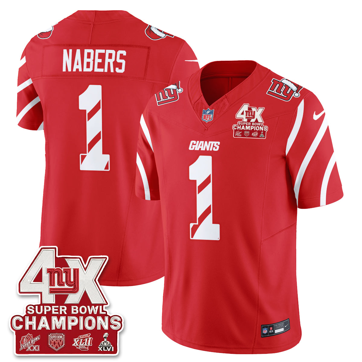 NYG  Xmas Edition Vapor Jersey - Stitched