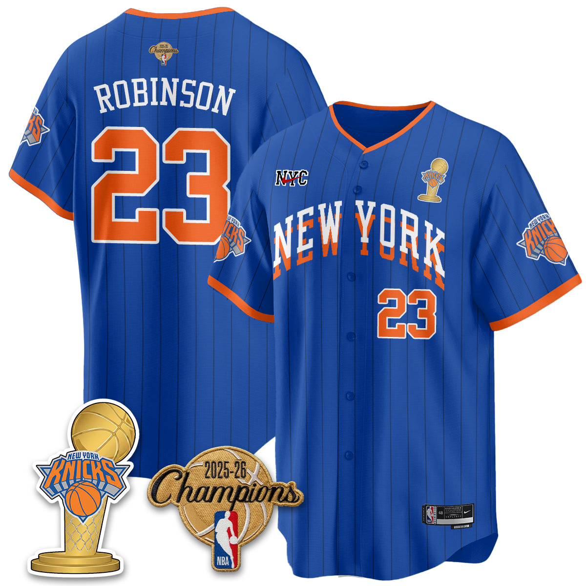 NYK 2026 NBA Champions Vapor Black Gold Jersey - Stitched