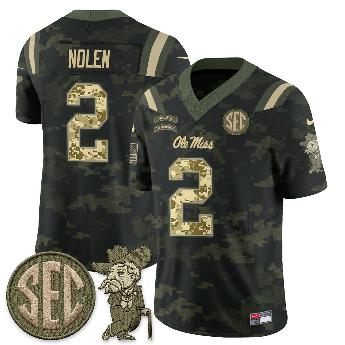 Ole Miss Rebels 2026 Salute to Service Vapor Jersey - Stitched