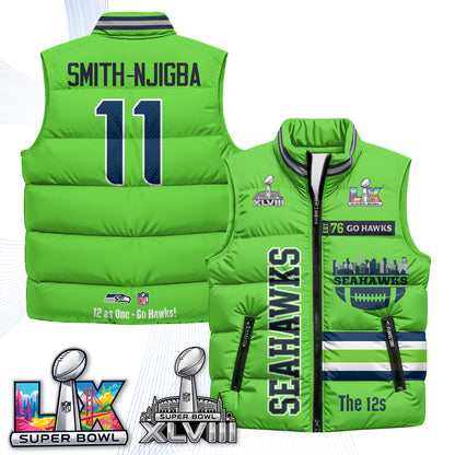 Seattle Seahawks "Go Hawks" Edition Puffer Vest - Printed