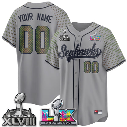 Seattle Seahawks S.Bowl Champs Baseball Vapor Custom Jersey - Stitched