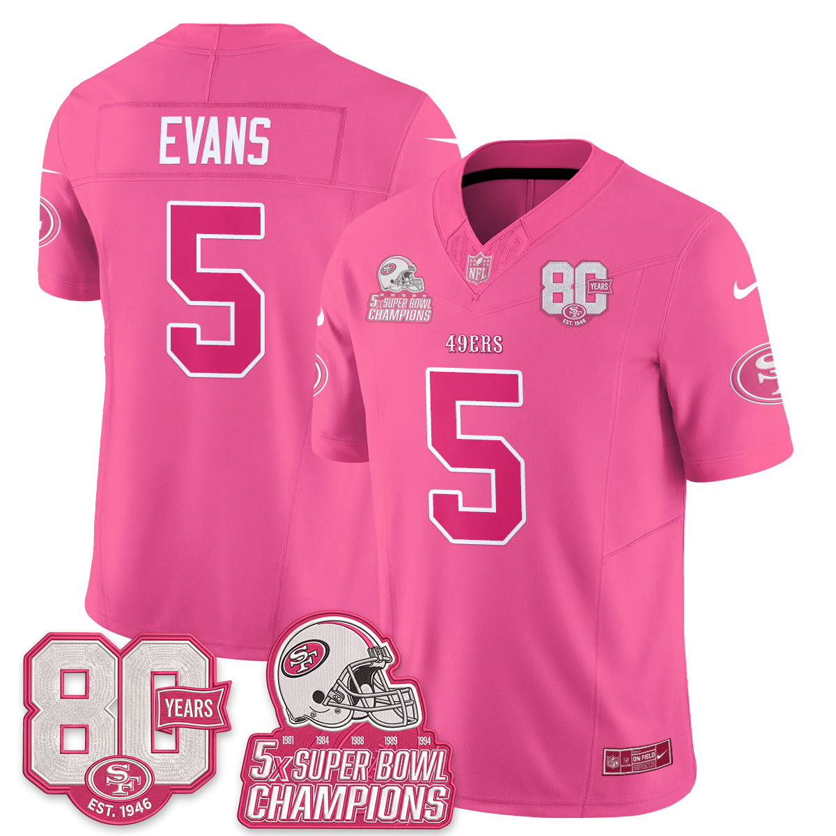 San Francisco 49ers Pink Edition Vapor Jersey - Stitched