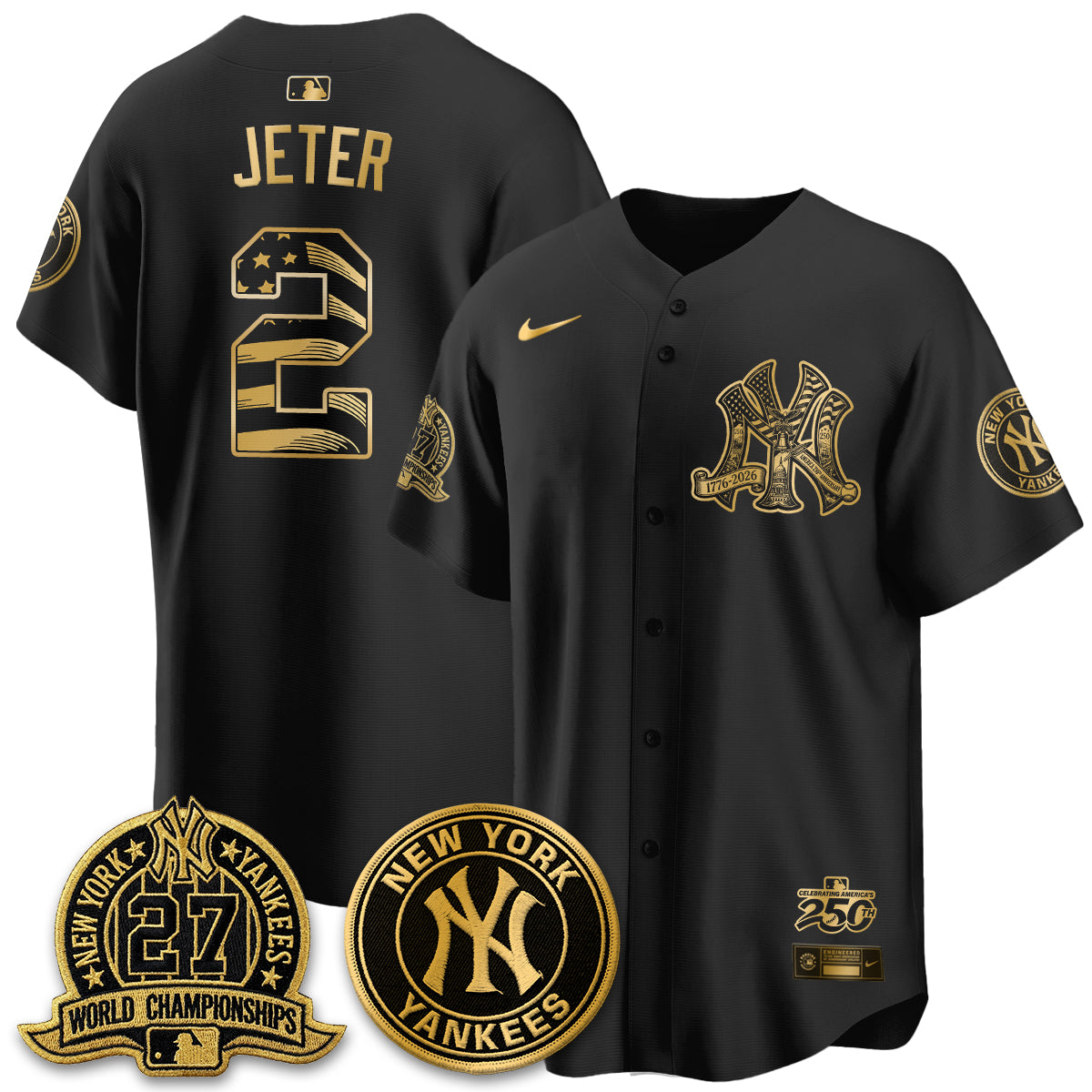 NYY Fourth of July USA Vapor Limited Jersey - Stitched