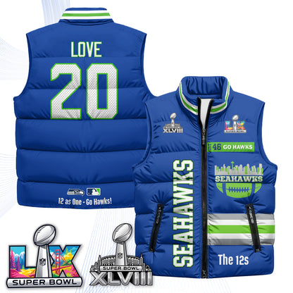 Seattle Seahawks "Go Hawks" Edition Puffer Vest - Printed