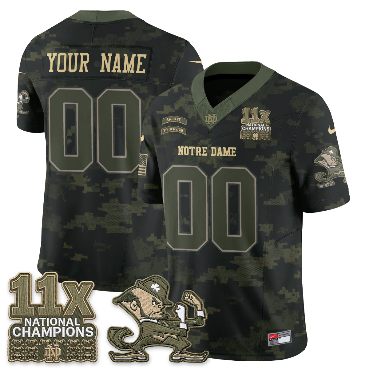 ND 2026 Salute to Service Vapor Custom Jersey - Stitched