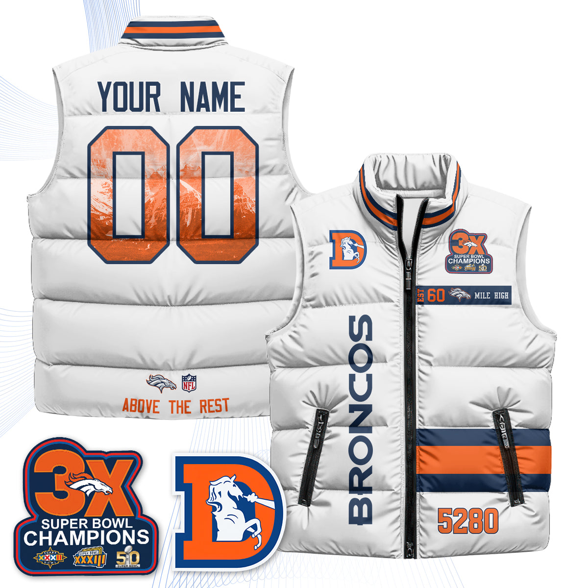 DEN "Mile High" Custom Puffer Vest - Printed